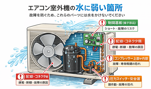 室外機に水をかけるのは危険？正しい掃除方法とNG行為をプロが解説