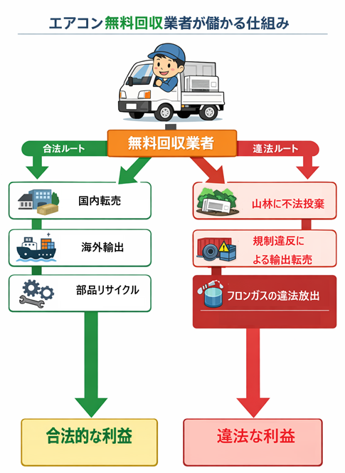 エアコン無料回収の業者は危険？｜安全な引き取り・処分方法を専門家が 