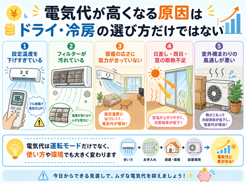 エアコンの除湿（ドライ）と冷房の電気代比較｜安いのはどっち
