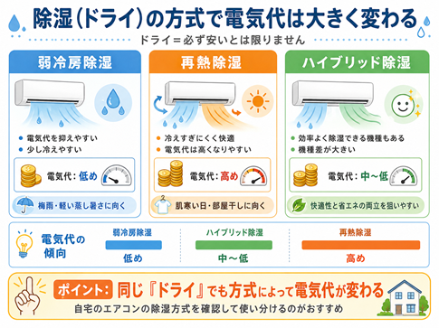 エアコンの除湿（ドライ）と冷房の電気代比較｜安いのはどっち